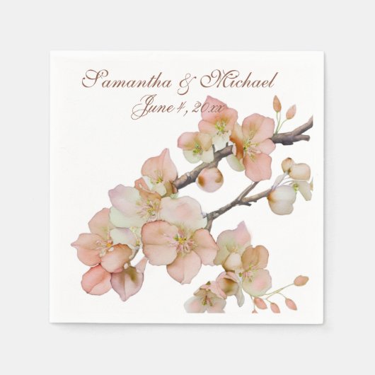 Weiche, orangefarbene, rosa grüne Blüten Serviette (Vorderseite)