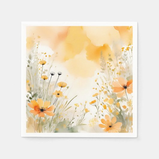 Weiche Orangefarbene Wildblumen Serviette (Vorderseite)