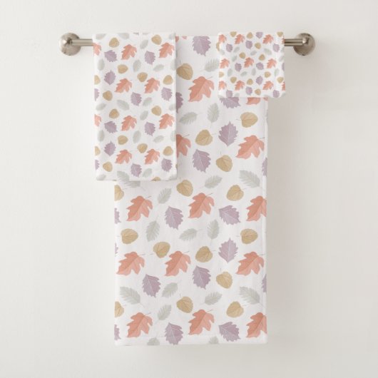 Weiche Pastel Fall Leaf Muster | Minimalistischer Badhandtuch Set (Insitu)