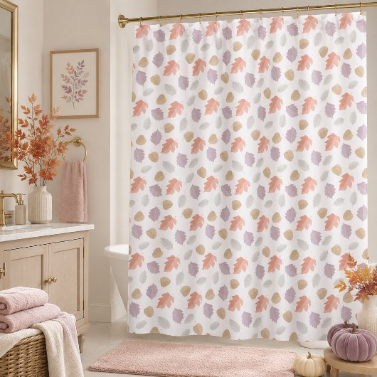 Weiche Pastel Fall Leaf Muster | Minimalistischer Duschvorhang