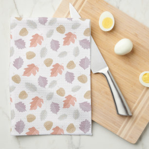 Weiche Pastel Fall Leaf Muster Minimalistischer Geschirrtuch