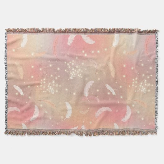 Weiche Pastel Feathers | Romantisches Rosa und Gol Decke (Vorderseite)