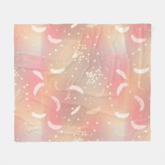 Weiche Pastel Feathers | Romantisches Rosa und Gol Fleecedecke (Vorderseite (Horizontal))