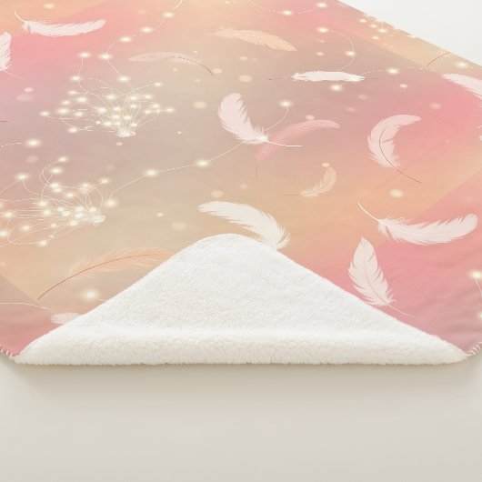 Weiche Pastel Feathers | Romantisches Rosa und Gol Sherpadecke (3/4)