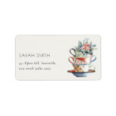 Weiche Pastel gestackte Cups Blumenkohl Tee Party  Adressaufkleber (Vorne)