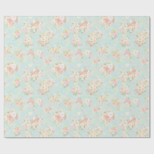 Weiche Pastel Rose Muster auf Aqua Hintergrund Geschenkpapier