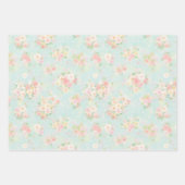 Weiche Pastel Rose Muster auf Aqua Hintergrund Geschenkpapier Set (Vorderseite 2)