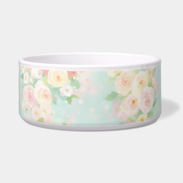 Weiche Pastel Rose Muster auf Aqua Hintergrund Napf (Vorderseite)