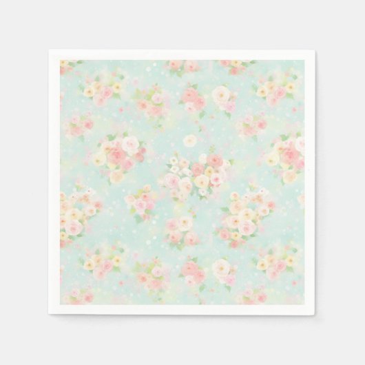 Weiche Pastel Rose Muster auf Aqua Hintergrund Serviette (Vorderseite)