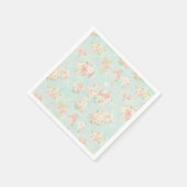Weiche Pastel Rose Muster auf Aqua Hintergrund Serviette (Ecke)