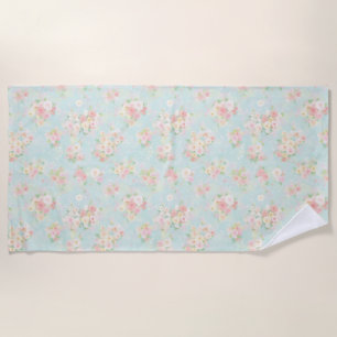 Weiche Pastel Rose Muster auf Aqua Hintergrund Strandtuch