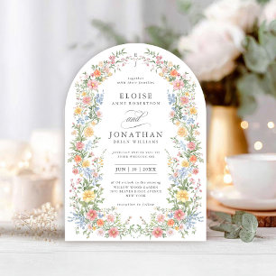 Weiche Pastel Verzierter Frühling Blumenstrauß Hoc Einladung