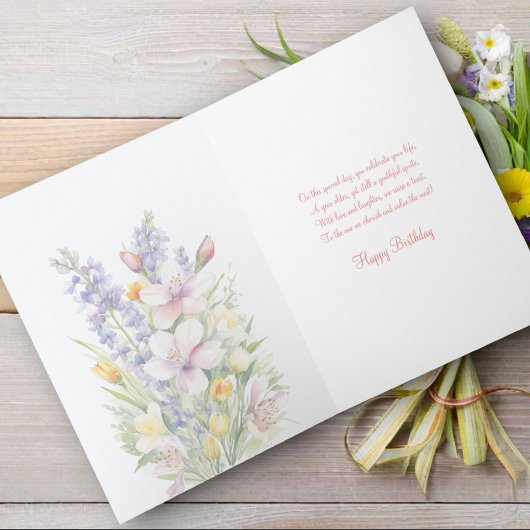 Weiche Pastel Wasserfarbe Frühlingsblumen Geburtst Karte