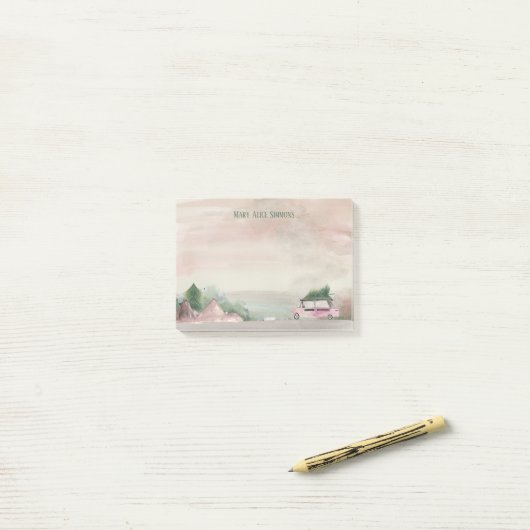 Weiche Pastel Weihnachtslandschaft erhalten einen  Post-it Klebezettel (Auf Schreibtisch)