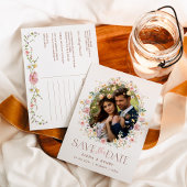 Weiche Pastel Wildblume Hochzeitsstich Foto Save t Ankündigungspostkarte