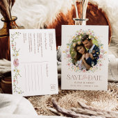 Weiche Pastel Wildblume Hochzeitsstich Foto Save t Ankündigungspostkarte