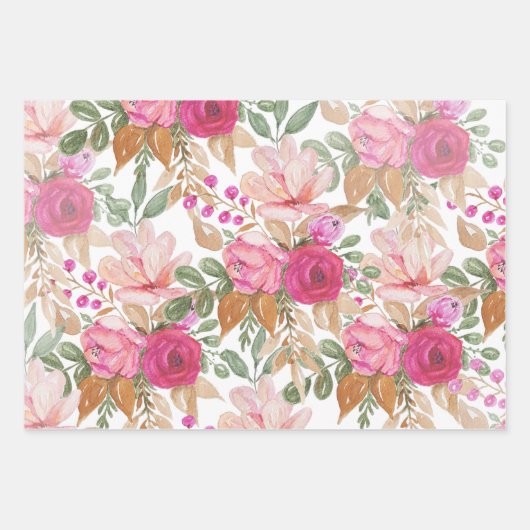 Weiche Pastelfeder-Bouquet aus Blume Geschenkpapier Set (Vorderseite)