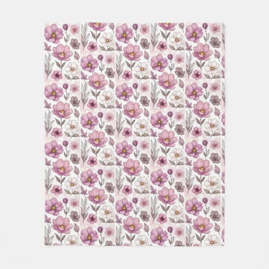 Weiche Pastell-Anemonen-Blumenkollektion Fleecedecke (Vorderseite)