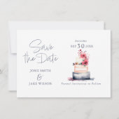 Weiche Pastell Aquarellkuchen Save the Date (Vorderseite)