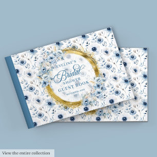 Weiche Pastell Blau Gold Boho Wilde Blumen Gästebu Gästebuch