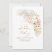 Weiche Pastell-Blume Botanische Pampas Grass Weddi Einladung (Vorderseite)