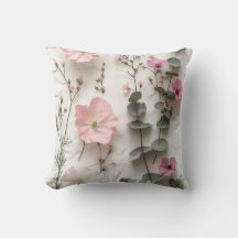 Weiche Pastell-Blumen-Eukalyptus-Natur-Kunst-Kisse