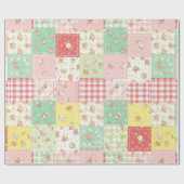 Weiche Pastell-Blumen-Patchwork-Gingham-Karo Geschenkpapier (Flach)