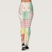 Weiche Pastell-Blumen-Patchwork-Gingham-Karo Leggings (Rückseite)