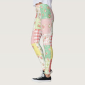 Weiche Pastell-Blumen-Patchwork-Gingham-Karo Leggings (Links)
