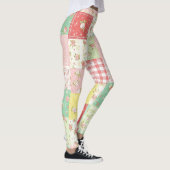 Weiche Pastell-Blumen-Patchwork-Gingham-Karo Leggings (Rechts)