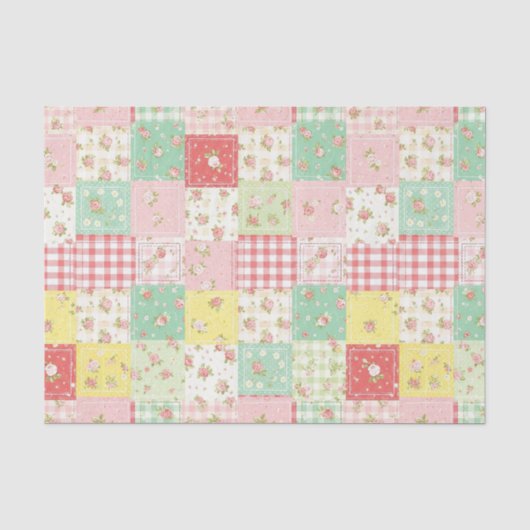 Weiche Pastell-Blumen-Patchwork-Gingham-Karo Seidenpapier (Vorderseite)