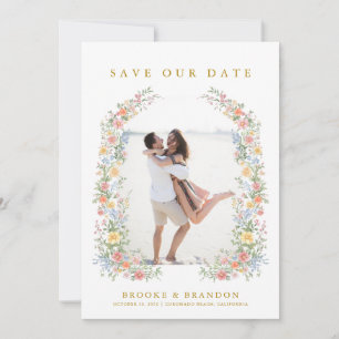 Weiche Pastell-Ornamentale Frühlings-Goldene Hochz Save The Date
