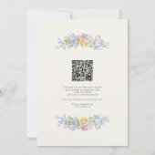 Weiche Pastell-Ornamentale Frühlingsblumen QR-Code Einladung (Rückseite)