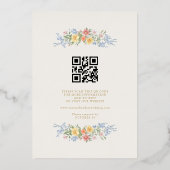 Weiche Pastell-Ornamentale Frühlingsblumen QR-Code Folieneinladung (Rückseite)