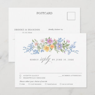 Weiche Pastell-Ornamentale Frühlingsgarten-Blumen Postkarte