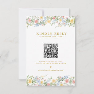 Weiche Pastell-Ornamente Frühlingsgarten Goldene H RSVP Karte