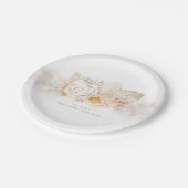 Weiche Pastell Pampas Gras und Blume Pappteller (Schrägansicht)