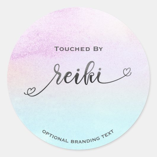 *~* Weiche Pastell Rainbow Black Glitzer REIKI Runder Aufkleber (Vorderseite)