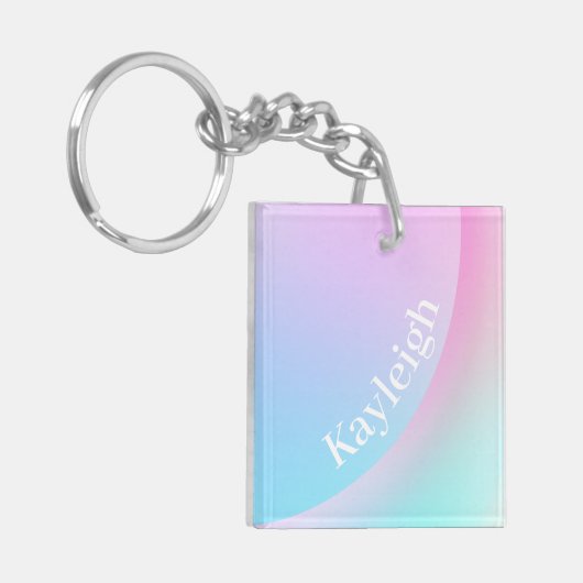 Weiche Pastell-Regenbogenfarbform Schlüsselanhänger (Vorderseite links)
