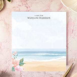 Weiche Pastell-Strand-Ozean-Blumen Personalisierte Notizblock