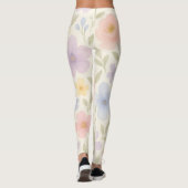 Weiche Pastell-Wasserfarben-Blumen Leggings (Rückseite)