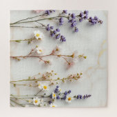 Weiche Pastell-Wildblumen Glasmalerei Florale Kuns Puzzle (Horizontal)
