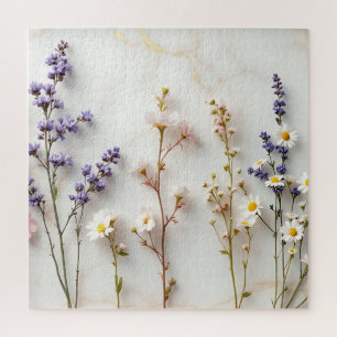 Weiche Pastell-Wildblumen Glasmalerei Florale Kuns Puzzle