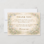 Weiche Pastell-Wildblumen-Hochzeitfeier Dankeskarte (Vorderseite)