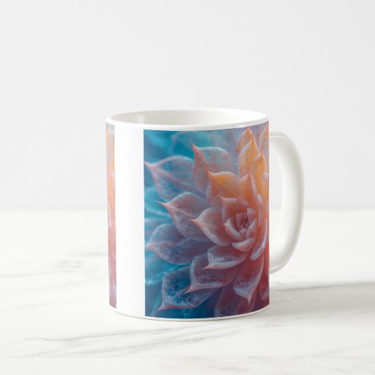 Weiche Pastellblüte mit einem magisch glänzenden Ä Kaffeetasse (VorderseiteRechts)