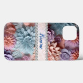 Weiche Pastelle, 3D Dahlien und Rose, Diamantrahme Case-Mate iPhone Hülle (Rückseite (Horizontal))