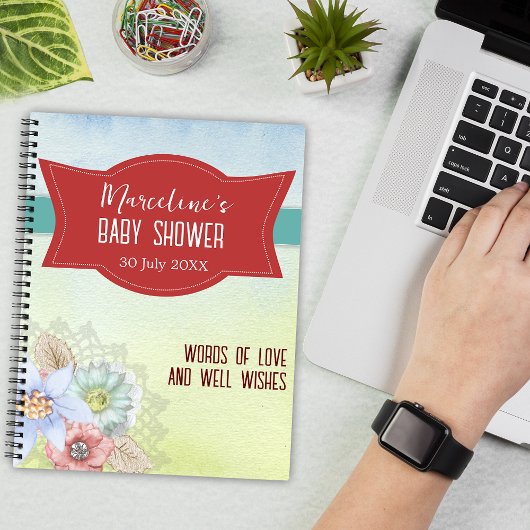 Weiche Pastelle Wasserfarbenblütendusche Notizblock