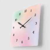 Weiche Pastellfarbe Rosa Blau Grün Blur Quadratische Wanduhr (Winkel)