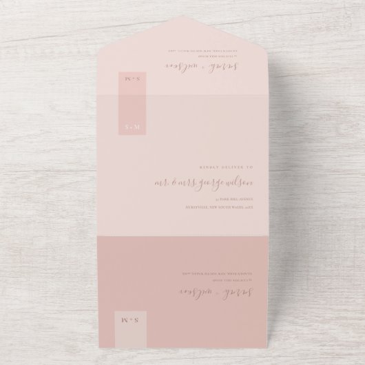 Weiche Pastellfarbe Rosa Duskypinke Hochzeit Viele All In One Einladung (Außenbereich)