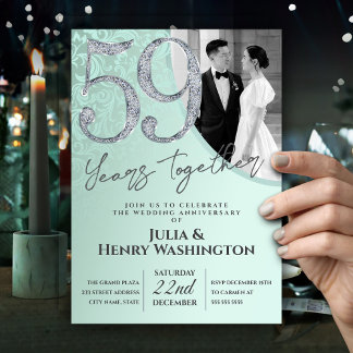 Weiche Pastellfarbe zum 59. Hochzeitstag Einladung